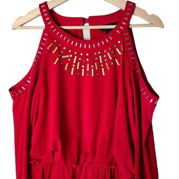 Thalia Sodi boho chic red cold shoulder SIZE 8 whimsigoth night out dress - Picture 2 of 15